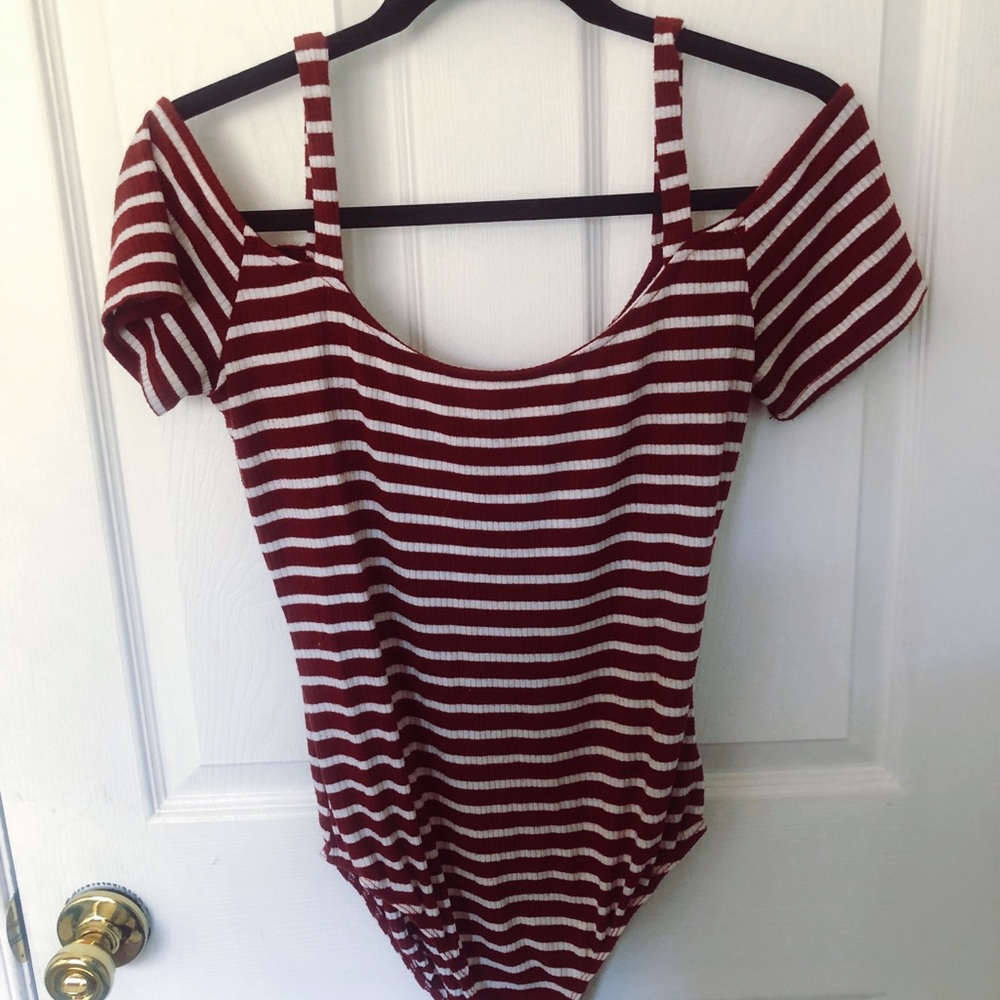 Urban Outfitters off the shoulder striped bodysuit